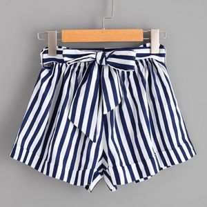Striped Tie Waist Shorts